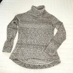Columbia Fleece Sweatshirt Women’s S | Gray Cream Pattern, Funnel/Cowl Neck